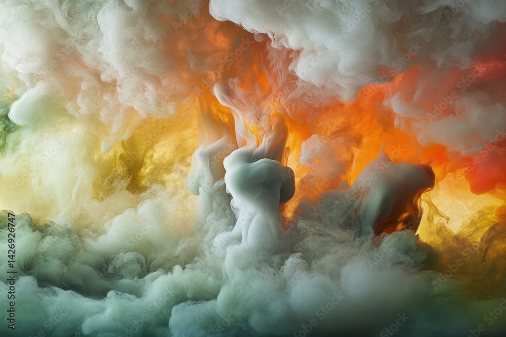 Poster smoke swirls in vibrant colors creating a mesmerizing display of dynamic movement and beauty, gorgeo