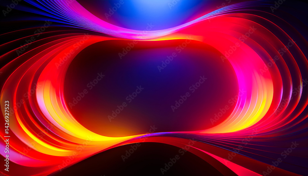 Poster Vibrant abstract design showcasing swirling colorful patterns in a dark background