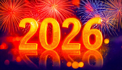 Celebrating the arrival of 2026 with colorful fireworks lighting up the night sky