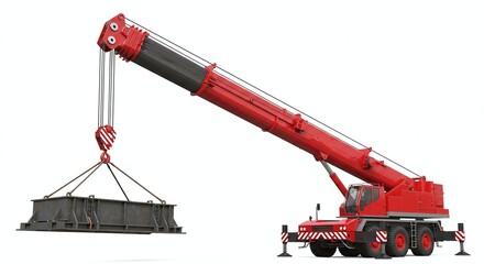 Crane Lifting Heavy Load Isolated on White Background. Generative AI
