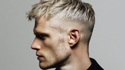 Naklejka premium Blonde Highlights with a Sharp Line Design for man.