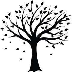 vector tree silhouette with leaves