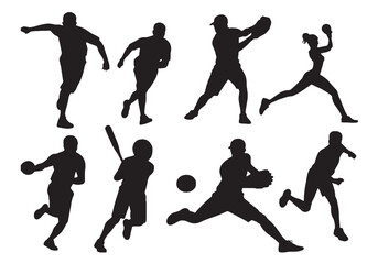 Vector silhouettes of basketball players, figures in action during a sport game