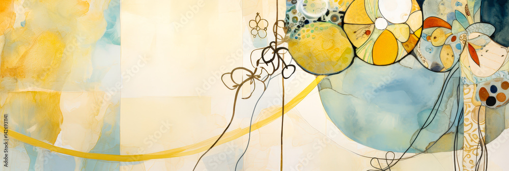 Poster this artwork showcases fluid floral designs with soft tones, creatively blending shapes and lines in