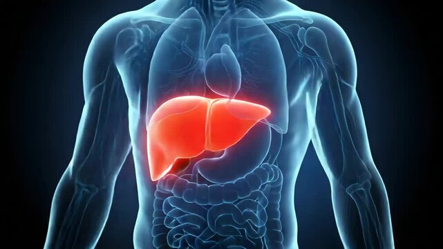 Human liver anatomy medical illustration
