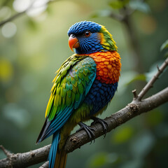 Obraz premium Colorful Sentinel on a Branch