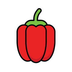 Vibrant Red Bell Pepper Icon in Outline Style