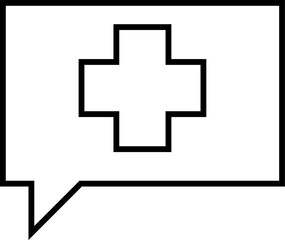 Chat Bubble with Medical Cross Icon for Health Consultation or Support – Transparent Background.