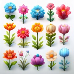 set of flowers