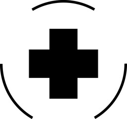 Obraz premium Circular Medical Cross Symbol for Centralized Healthcare Services – Transparent Background.