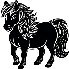 Shetland Pony Vector Black Silhouette Cricut Desig