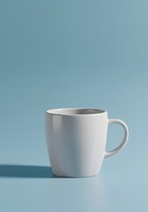 Tall White Ceramic Mug on Blue Background