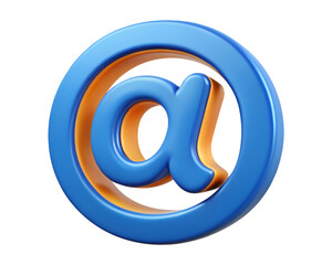 3D Render Blue and Orange Gmail Sign Icon Isolated on Transparent Background