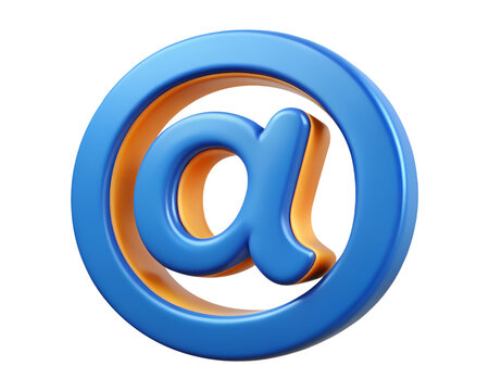 3D Render Blue and Orange Gmail Sign Icon Isolated on Transparent Background