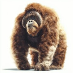 Obraz premium Furry orangutan standing confidently with a thoughtful expression.
