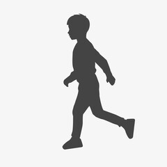 Running boy silhouette.Vector illustration on white