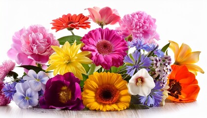 variety of flowers isolated on white