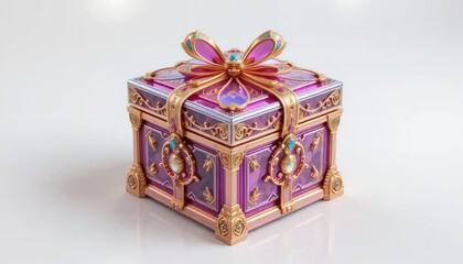 Ornate Pink Jewel Gift Box: Elegant Baroque Design
