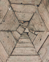 Geometric wood blocks at a tower in Cooch Behar, West Bengal, India in June 2025....