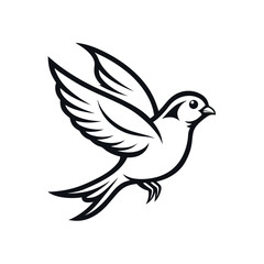 Fototapeta premium Flying Sparrow Outline