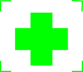 Medical Cross Icon within Focus Frame for Targeted Health Services – Transparent Background.