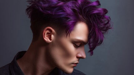 Fototapeta premium Peacock Bright Purple Color Melt for man.