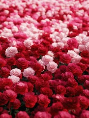 Fototapeta premium Red and White Roses in Field