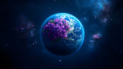 Fototapeta premium Digital Illustration Of Glowing Earth In Space