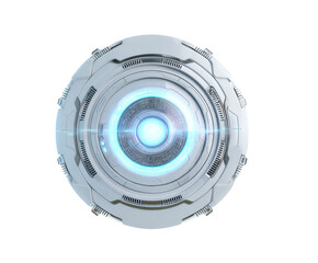 Futuristic technology device with glowing center for innovation