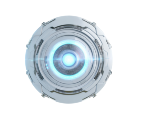 Futuristic technology device with glowing center for innovation