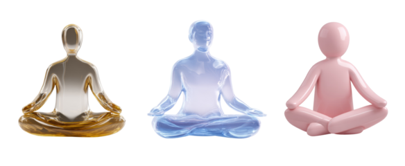 Colored meditation figures for wellness and relaxation