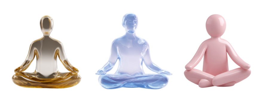 Colored meditation figures for wellness and relaxation
