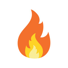 Fire flame icon. Campfire sign, hot burning element symbol. Vector illustration in flat style isolated on white background.