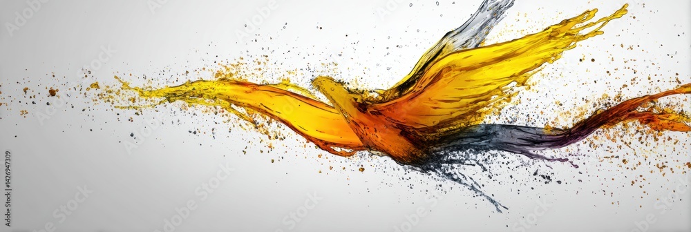 Aufkleber Oil Splash Resembles a Wing Shape, Embodying the Concept of Freedom Versus Dependency as Vibrant Colors Intertwine in Elegant Motion