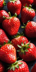 Fresh strawberry fruits food background. Top view, flat lay
