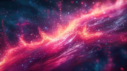 Fototapeta premium Cosmic Nebula fiery, swirling gas clouds in space; background, stars, and cosmic dust. Use abstract background