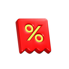 Percent badge 3d symbol rendering realistic
