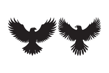 Eagle Silhouette Vector Set Flying Bird Clipart with Spread Wings for Design