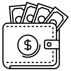 Wallet with Dollar Bills Icon | SVG Vector Illustration