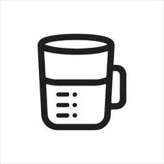 Minimalist measuring cup vector icon for kitchen, cooking, diet, nutrition, food prep, and healthy lifestyle themes