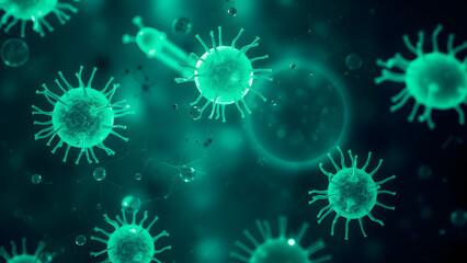 Antique microscope slide texture with glowing bacteria colonies, scientific background for medical blogs or sci-fi lab interfaces