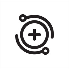 Fototapeta premium Abstract medical cross vector with circular digital design for modern healthcare, support, and telemedicine themes