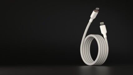 phone charger. white wire on white background cell phone charger	
