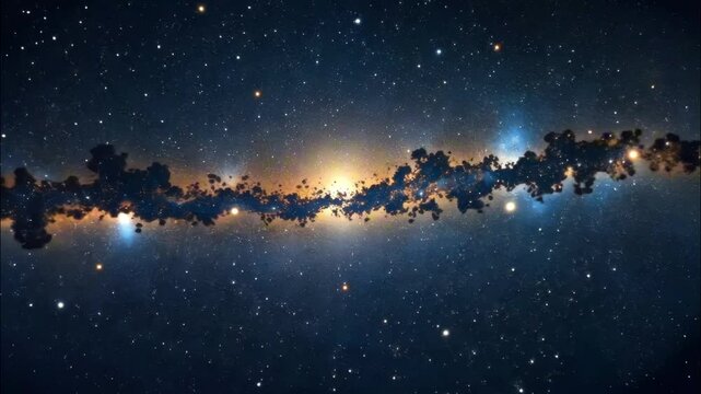 Expansive cosmic journey through distant galaxy with bright stars