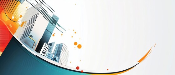 Modern abstract cityscape vector background with geometric shapes and vibrant colors for urban development and architectural design concepts