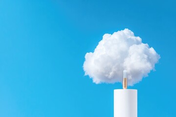 Cloud computing concept white cloud metallic object blue sky background