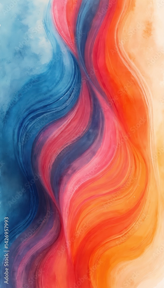 Aufkleber abstract colorful illustration with flowing lines. design features wavy ribbons in blue red orange c