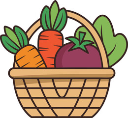 Colorful Basket of Fresh Vegetables Representing Healthy Organic Produce

