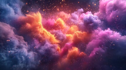 Fototapeta premium Cosmic Nebula Glowing gas clouds, interstellar dust, vibrant colors, background sparkles, ideal for abstract art