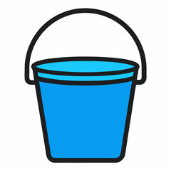 new style plastic home  water  bucket or balti blue color vector icon on white background